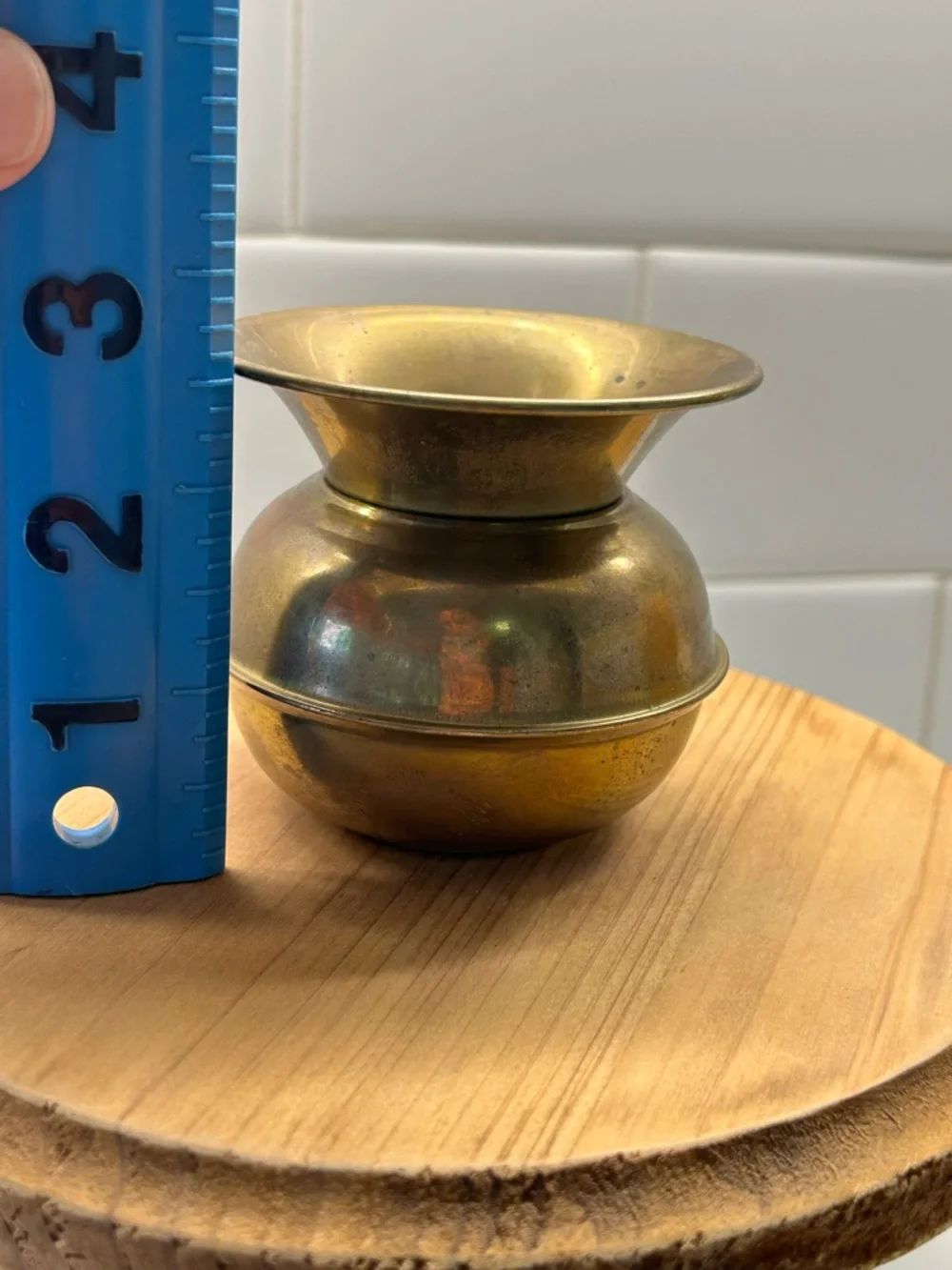 Vintage Solid Brass Bud Vase Candle Holder | Small Trumpet Brass Vase